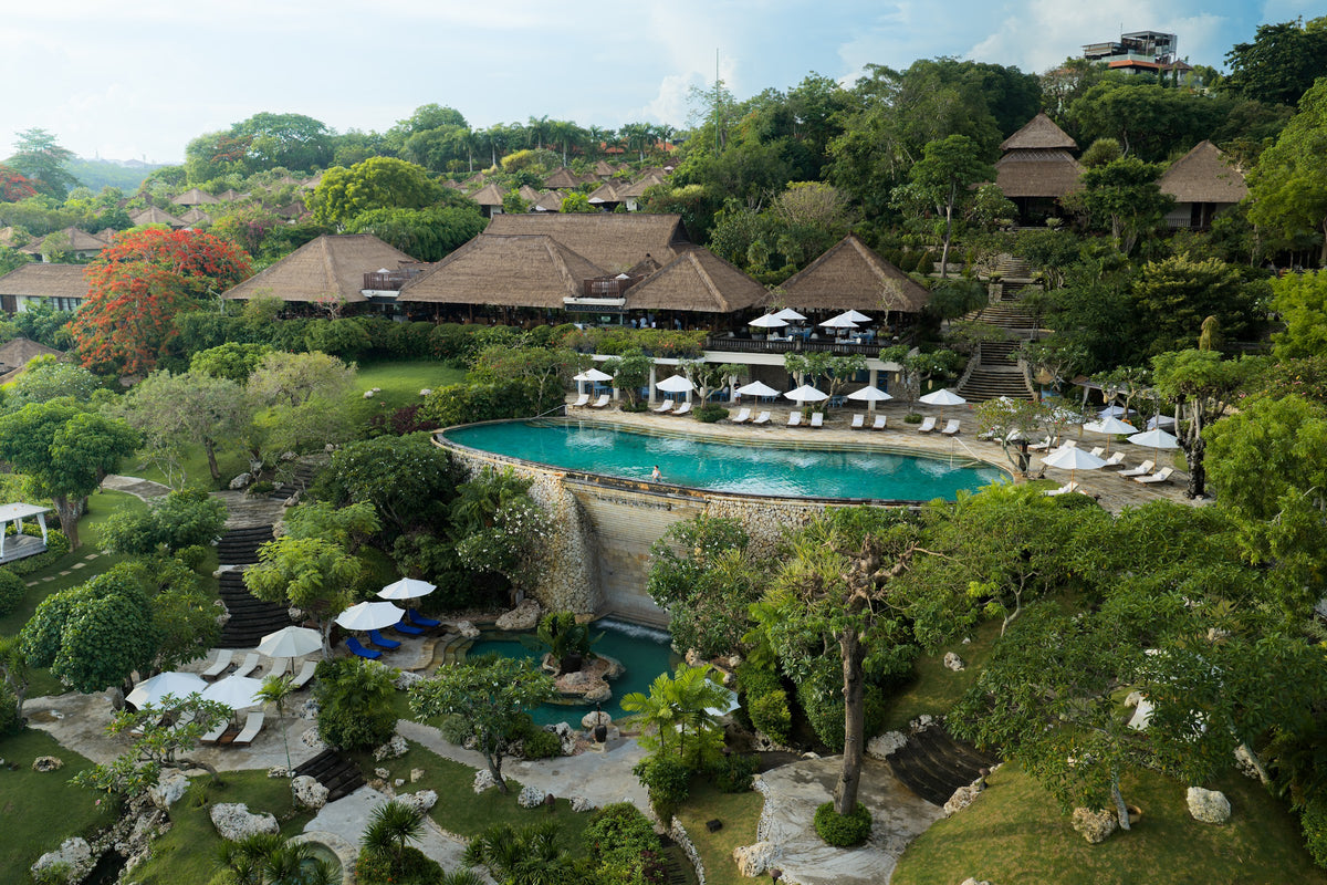 Aerial view of Four Seasons Resort Bali at Jimbaran Bay